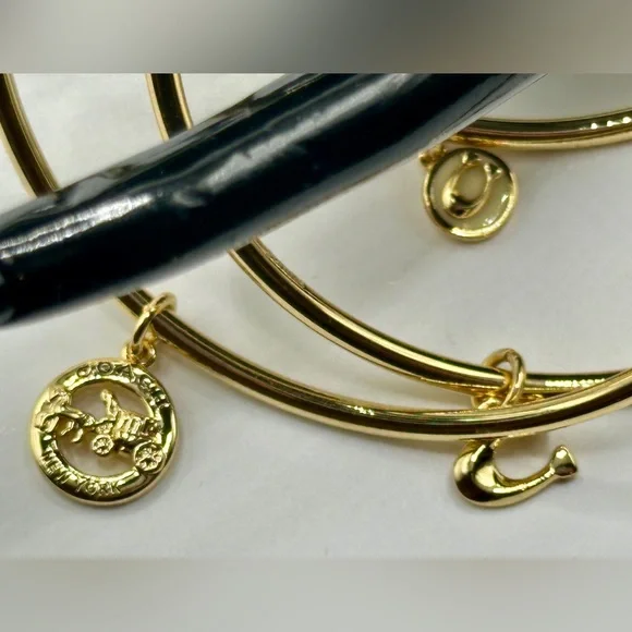 Coach Gold Charm Bangle Bracelet Set - Picture 4 of 5